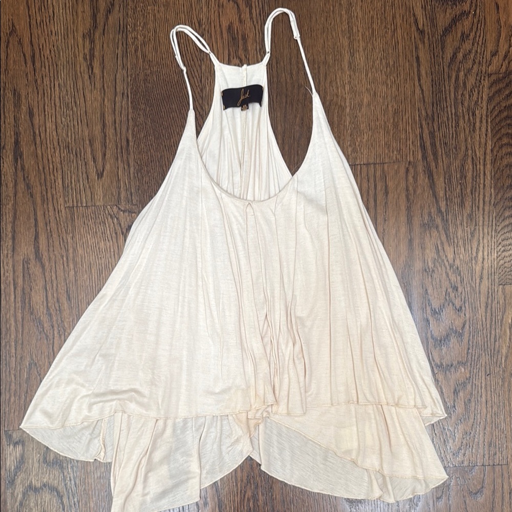 White Asymmetrical Backless Tank Top